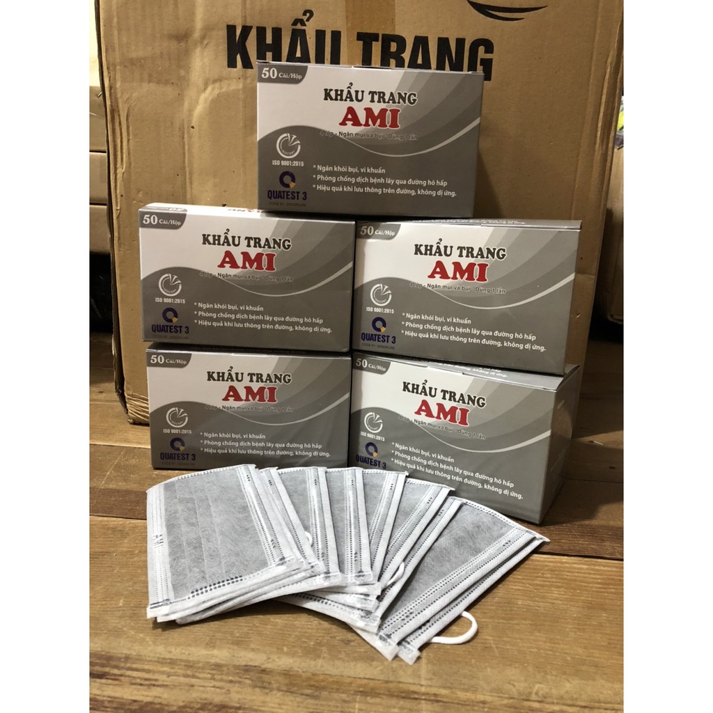 [4 Trắng 4L]Combo 4 hộp Khẩu Trang Y Tế AMI 4 lớp 4 Màu (50 chiếc / 1 hộp)