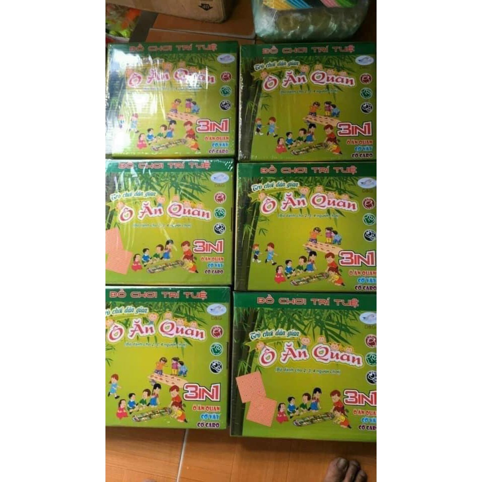 BỘ ĐỒ CHƠI DÂN GIAN Ô ĂN QUAN, CỜ VÂY, CỜ CARO 3 TRONG 1 CHO BÉ RÈN LUYỆN KỸ NĂNG