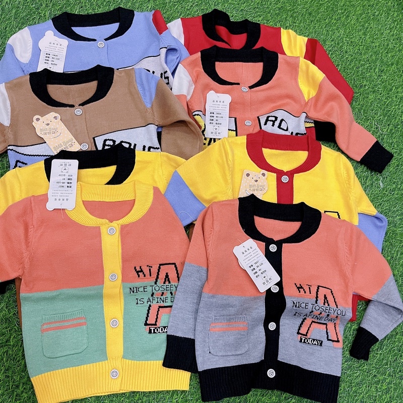 Áo len cardigan Quảng Châu dài tay mềm mịn cho bé trai/gái, chất len siêu mịn không xù không bai nhão
