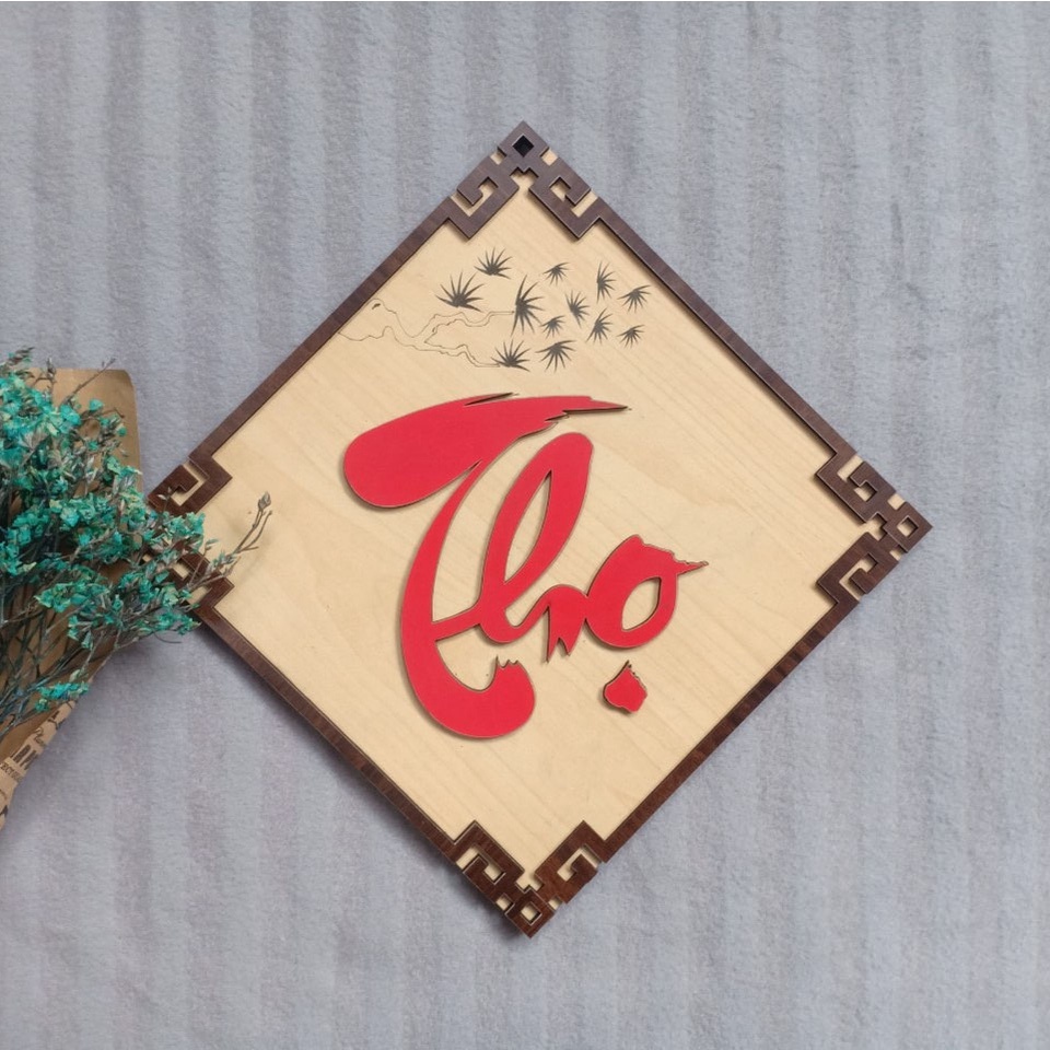 Tranh Gỗ Thư Pháp Phúc Lộc Thọ - Trang Trí Tết - Liễng Treo Năm Mới