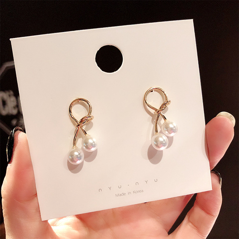 Bông tai mạ bạc 925 hình quả cherry đính ngọc trai phong cách Hàn Quốc