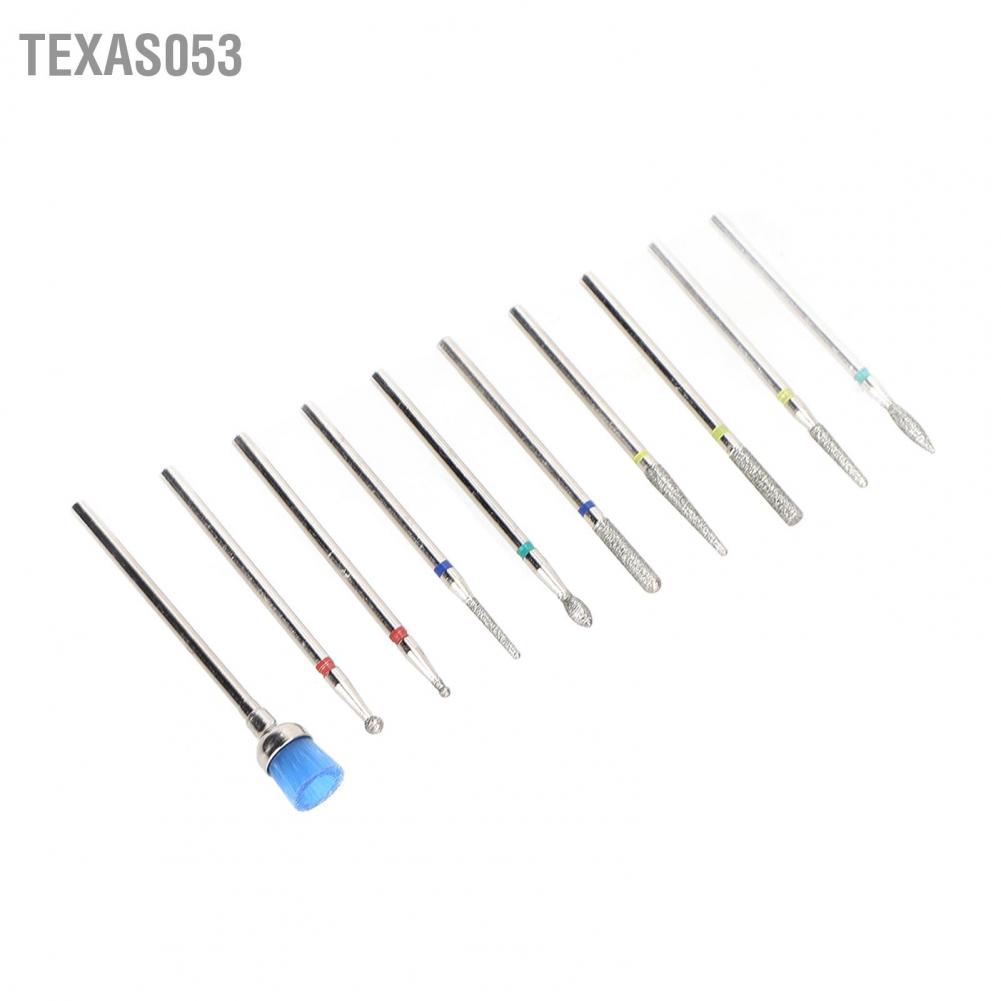 Hàng Sẵn Bộ 10 Đầu Khoan mài móng Hợp kim đánh bóng chuyên dụng Dụng cụ làm móng tay【Texas053】