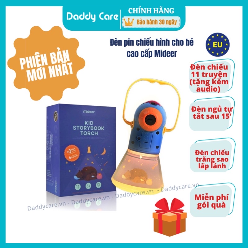 Đèn Pin Chiếu Hình cho bé,  Đèn Pin Kể Chuyện Cổ Tích kết hợp đèn ngủ Mideer Kid Storybook Torch Cho Bé 2,3,4,5 tuổi