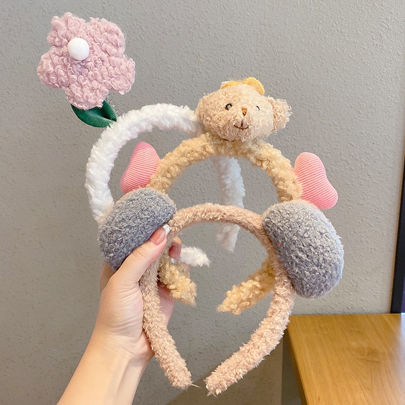 Băng đô cài tóc phủ lông phong cách Hàn Quốc dễ thương thời trang cho nữ 2021