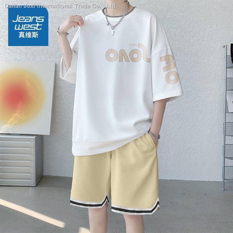 Bộ Quần Jeans Và Áo Thun Dáng Rộng Thời Trang Thể Thao Mùa Hè Dành Cho Nam 2022