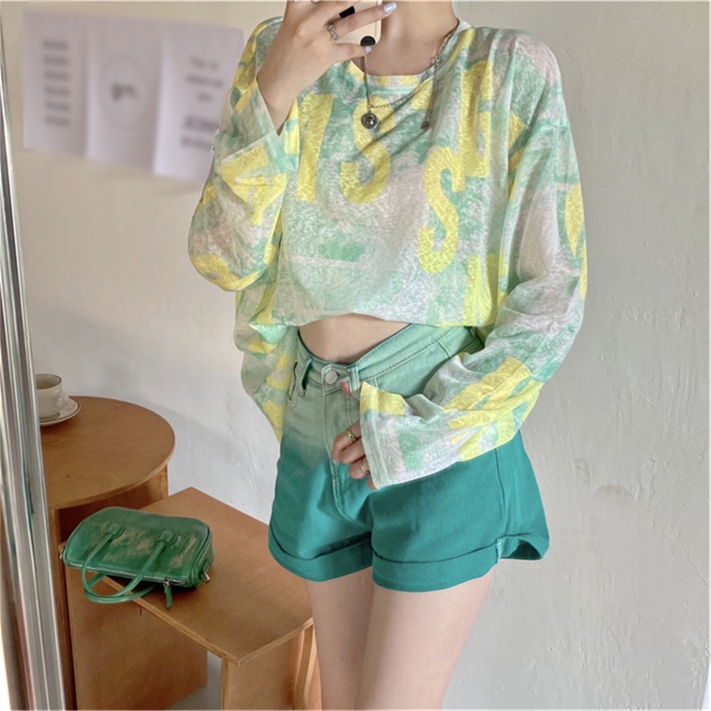Áo Thun Nữ Dài Tay Xuyên Thấu Thời Trang Hàn