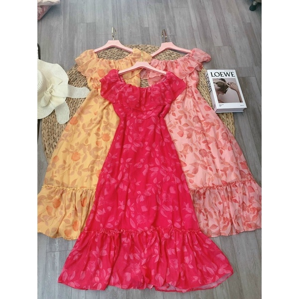ĐẦM MAXI HOA TRỄ VAI NHÚN BÈO🔥 FREESHIP🔥 ĐẦM NỮ DÀI TIỂU THƯ DU LỊCH ĐI BIỂN | BigBuy360 - bigbuy360.vn