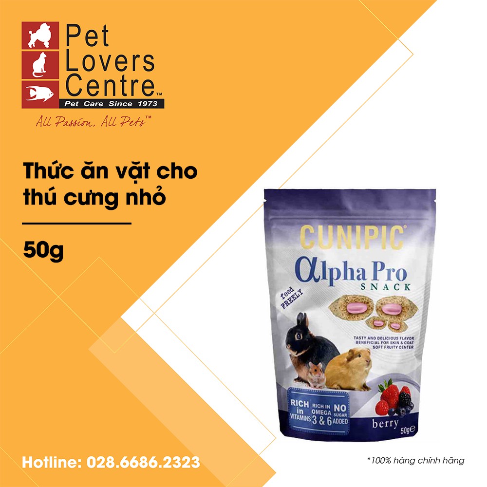 Thức ăn vặt cho Thú cưng nhỏ CUNIPIC ALPHA PRO SNACK BERRY (SKIN &amp; COAT) 50g