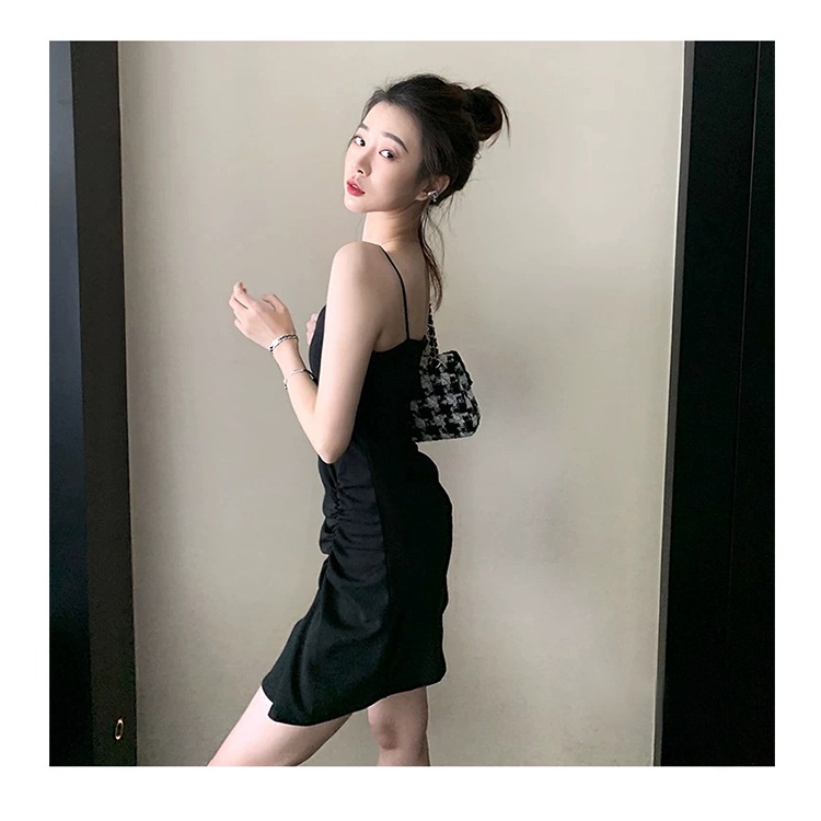 Váy 2 dây body đen nhún eo sexy chất liệu mềm mại | BigBuy360 - bigbuy360.vn