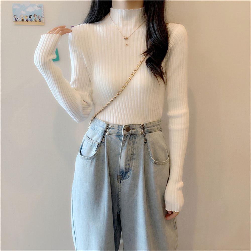 Áo Sweater Dệt Kim Tay Dài Giữ Ấm Thời Trang Cho Nữ