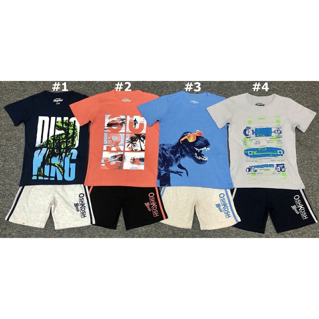 Bộ thun bé trai in họa tiếtt size đại ( màu 2, áo cam in hình và chữ)