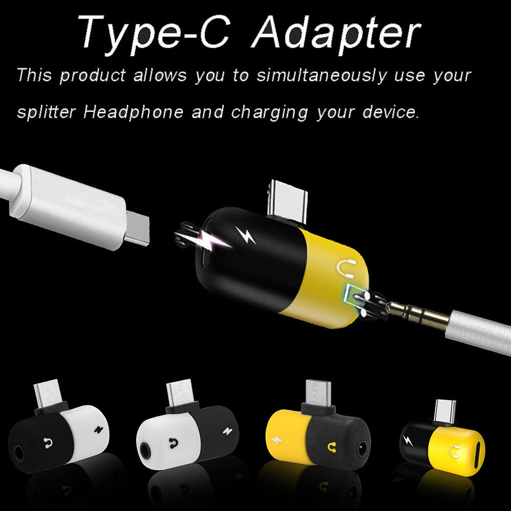 Type-C to 3.5 mm Earphone Jack Adapter 2 in 1 USB C Audio Cable Converter Charging Sp