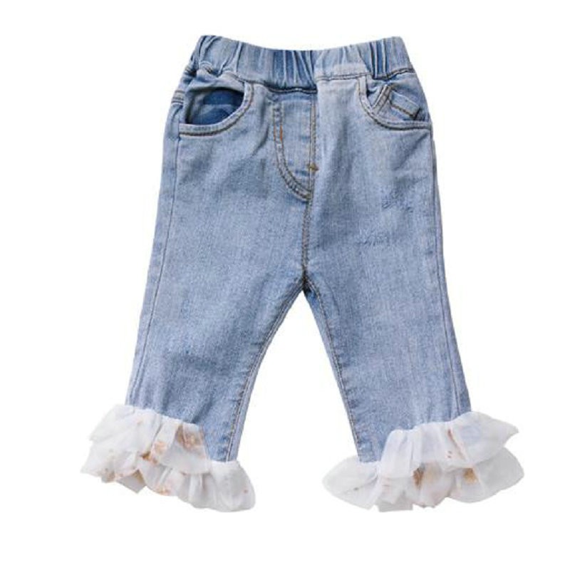 Quần Jeans Phối Lưới Thời Trang Mùa Hè Dành Cho Bé Gái 3-8 Tuổi 21