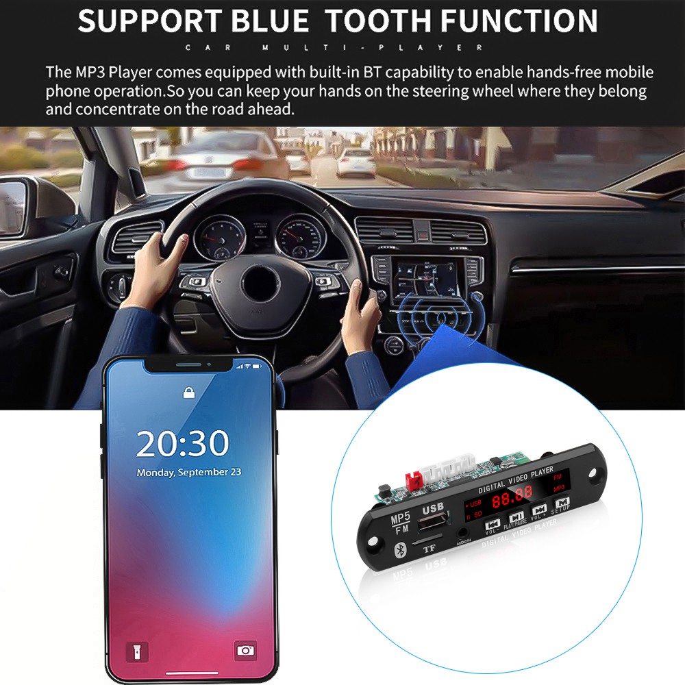 Bảng Mạch Giải Mã Âm Thanh Mp5 12v Kết Nối Bluetooth Hỗ Trợ Usb Tf Aux Fm Mp3 Wma