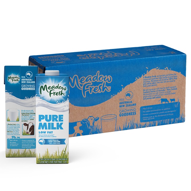 Thùng 12 hộp sữa tươi tiệt trùng Ít béo Meadow Fresh 1L/ hộp
