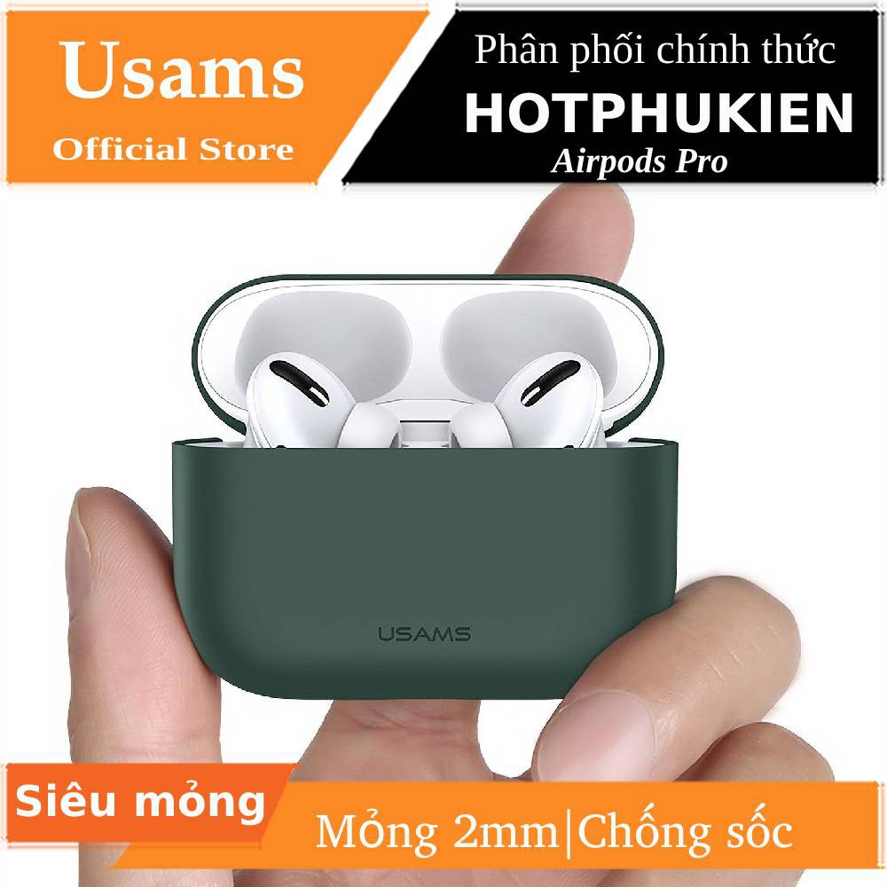 Bao case chống sốc silicon Usams BH569 cho tai nghe Apple Airpods Pro (siêu mỏng 2mm, chống vân tay)