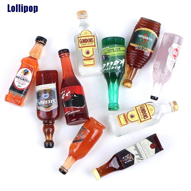10 Mô hình chai rượu mini tỉ lệ 1/12 dùng để trang trí nhà búp bê