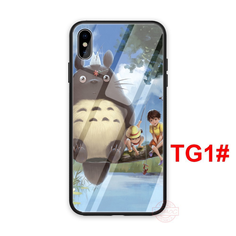 [Bb123]Ốp điện thoại mặt kính viền mềm vẽ nhân vật Totoro dành cho iPhone 6/6S/6+/6S+/7/8/7+/8+/X/XS/XSMAX/XR