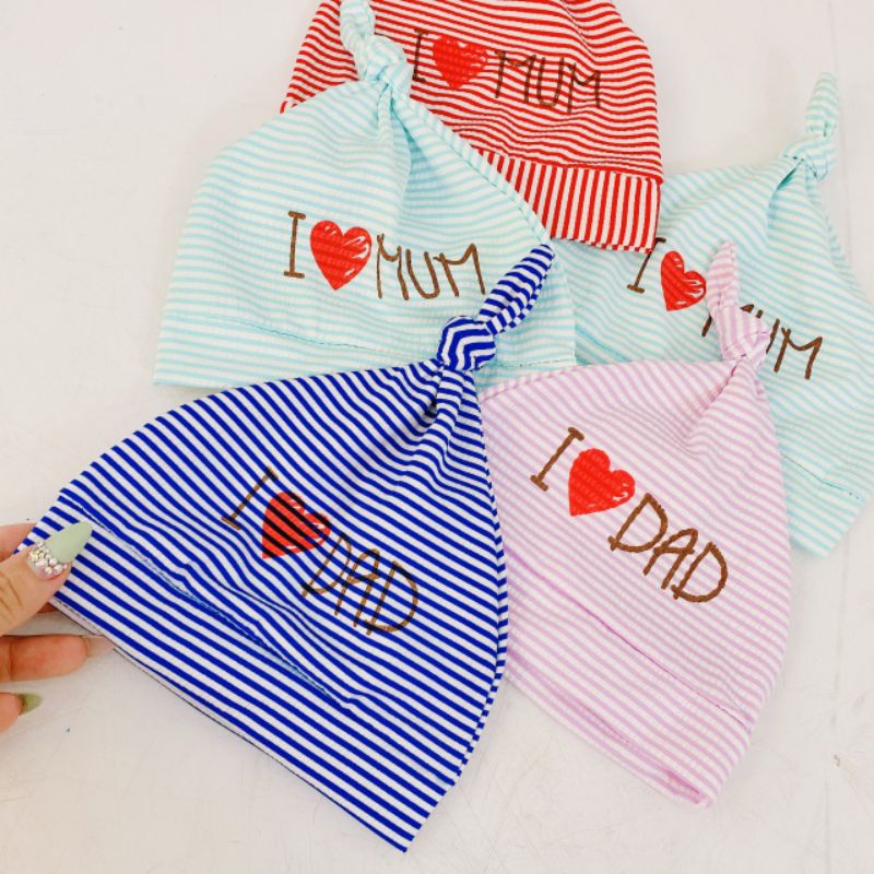 Body Dài Tay Sơ Sinh Kèm Quần Và Mũ Dad Mum, Body 3 Chi Tiết Cho Bé