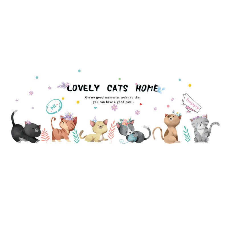 tranh Decal dán tường những chú mèo lovely - Tranh dán tường