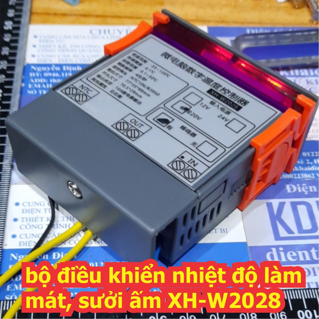 bộ điều khiển nhiệt độ làm mát, sưởi ấm themostat controller XH-W2028, áp vào 12Vdc 24Vdc 220VAC kde6606