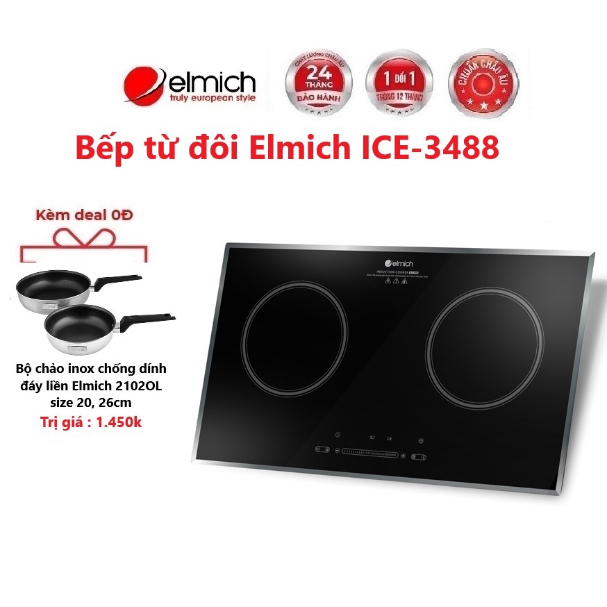 Bếp từ đôi cao cấp Elmich ICE-3488 (Bảo hành 36 tháng)
