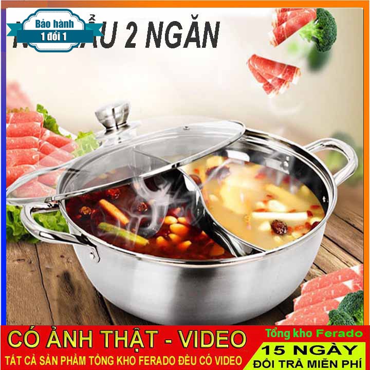 Nồi Lẩu 2 ngăn INOX loại 32 cm hàng loại 1 cao cấp