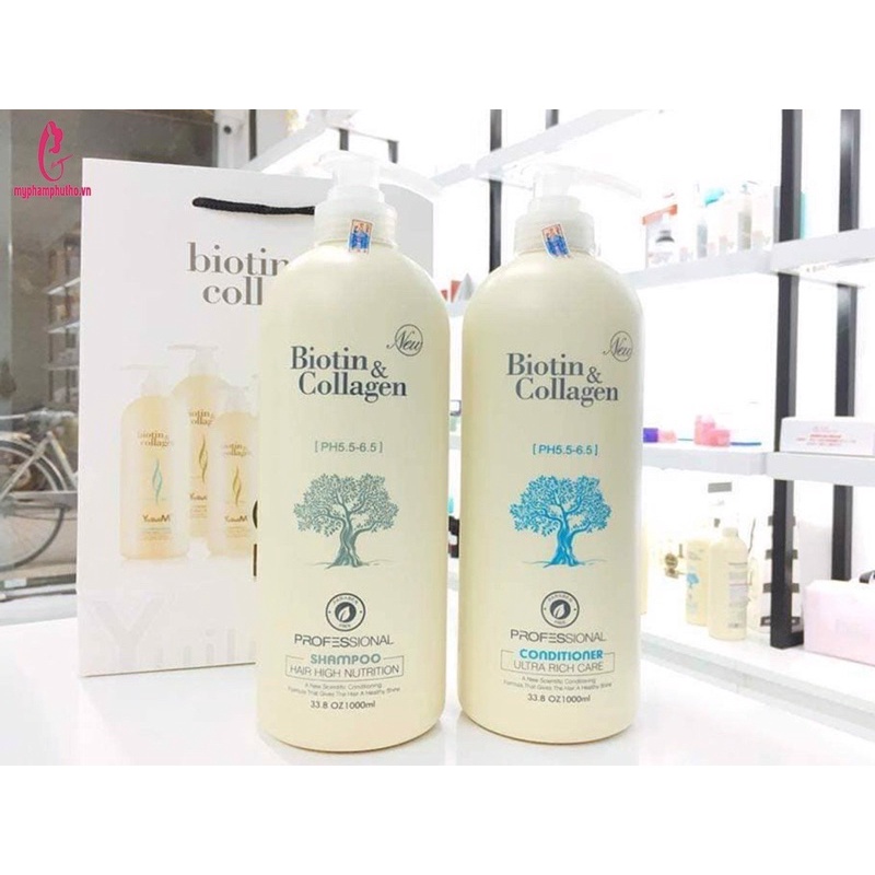 XẢ KHO Cặp dầu Gội dầu xả chống rụng tóc và nhanh mọc tóc Biotin & Collagen 1000ml