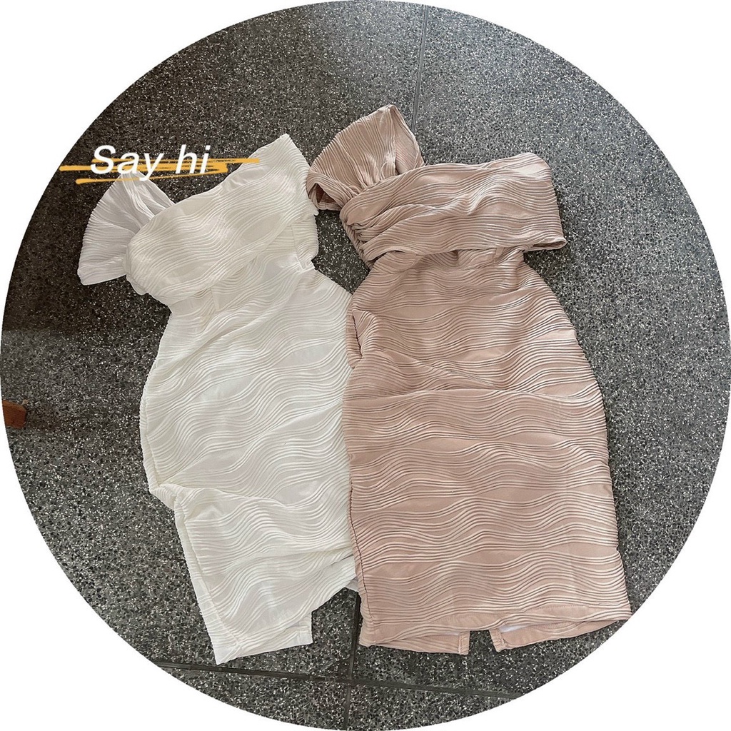 ĐẦM LỆCH VAI THỚ GỖ MIDI