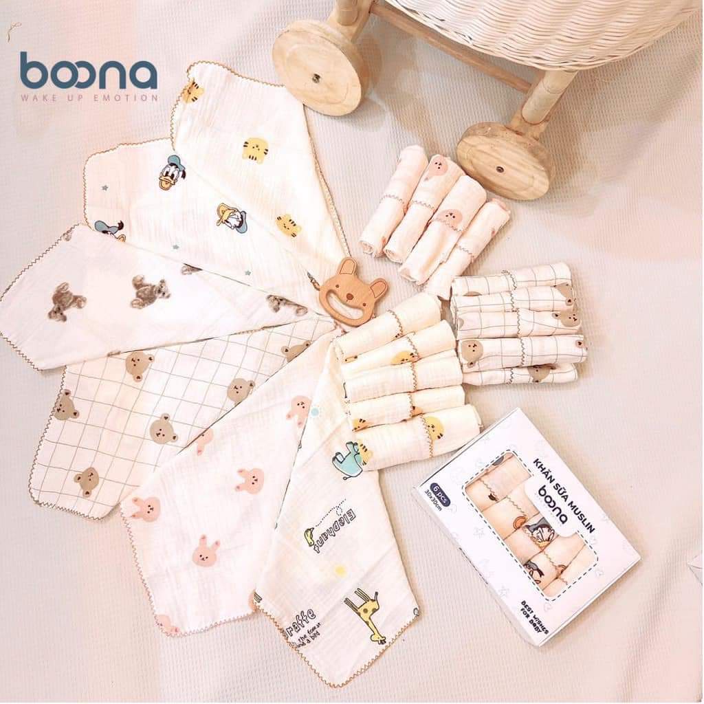 Khăn sữa Muslin Boona ( Hộp 6 chiếc)
