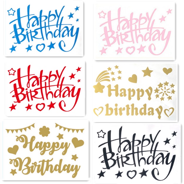 Sticker Dán Trang Trí Bánh Sinh Nhật 21*29cm Họa Tiết Chữ Happy Birthday Xinh Xắn