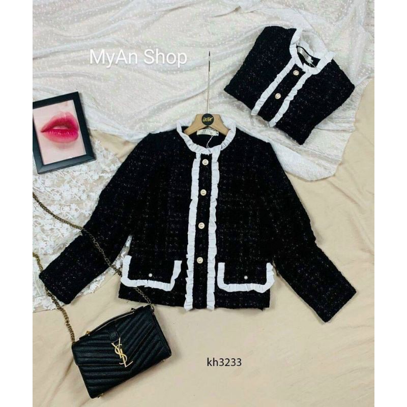 ÁO KHOÁC DẠ KIM TUYẾN DÁNG NGẮN