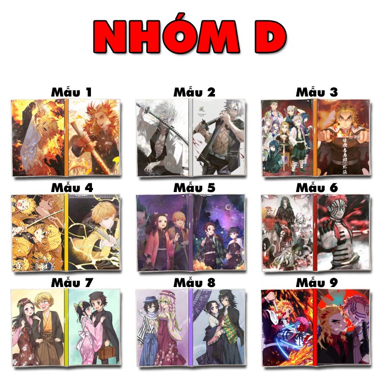 Sổ tay Anime Kimetsu no yaiba Thanh gươm diệt quỷ khổ A5 bìa in hình hoạt hình xinh xắn giấy dày có kẻ sọc 120 trang