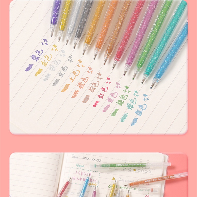 Bút Mực gel 12 Màu Sắc Lấp Lánh Dành Cho Học Sinh