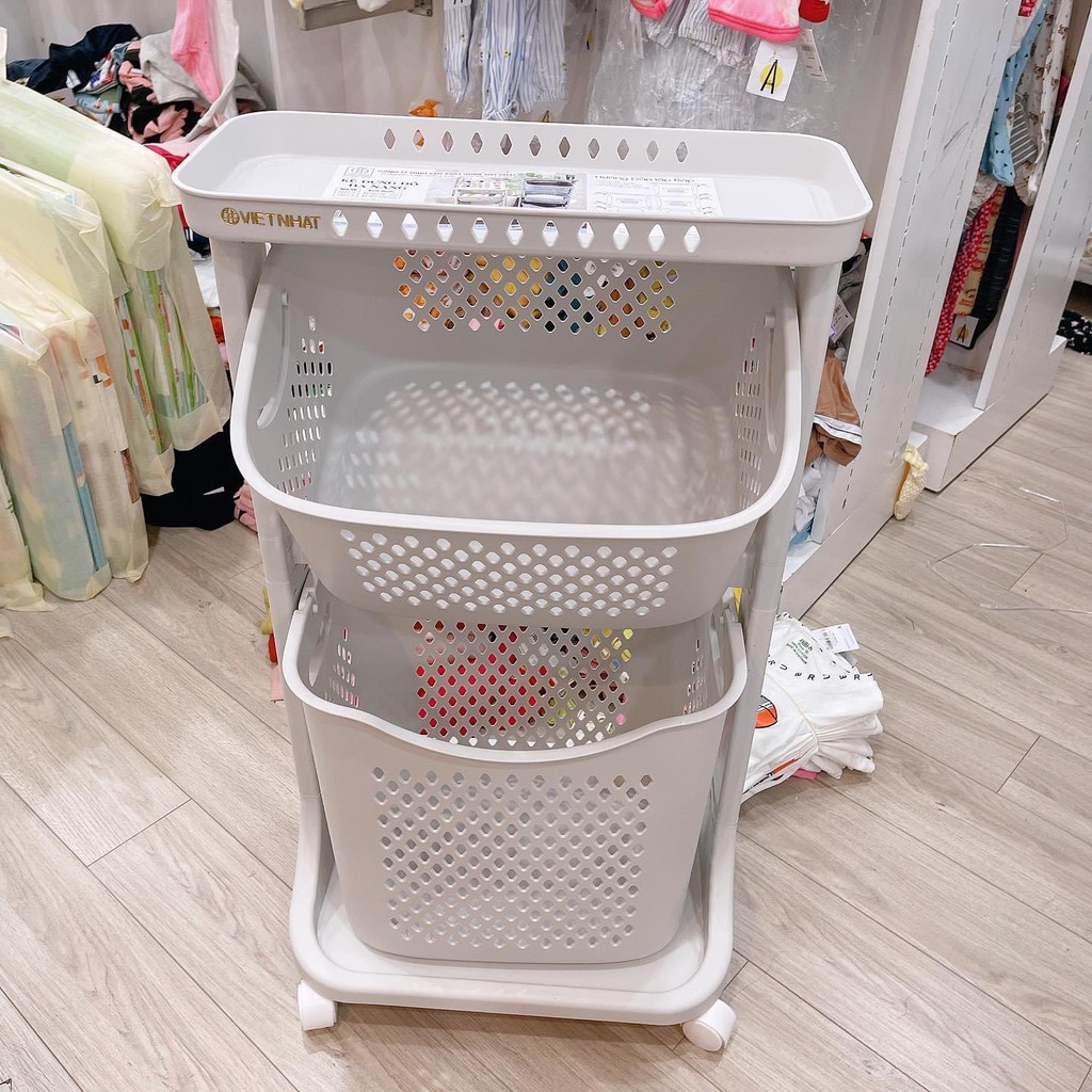 Rổ Đựng Quẩn Áo, Đồ Chơi Cho Bé 2 Tầng Có Bánh Xe