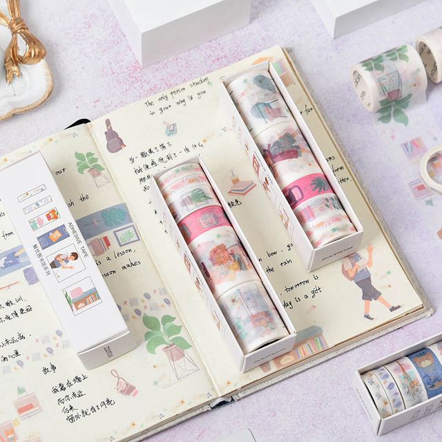 Set 6 cuộn băng dính washi tape trang trí sổ