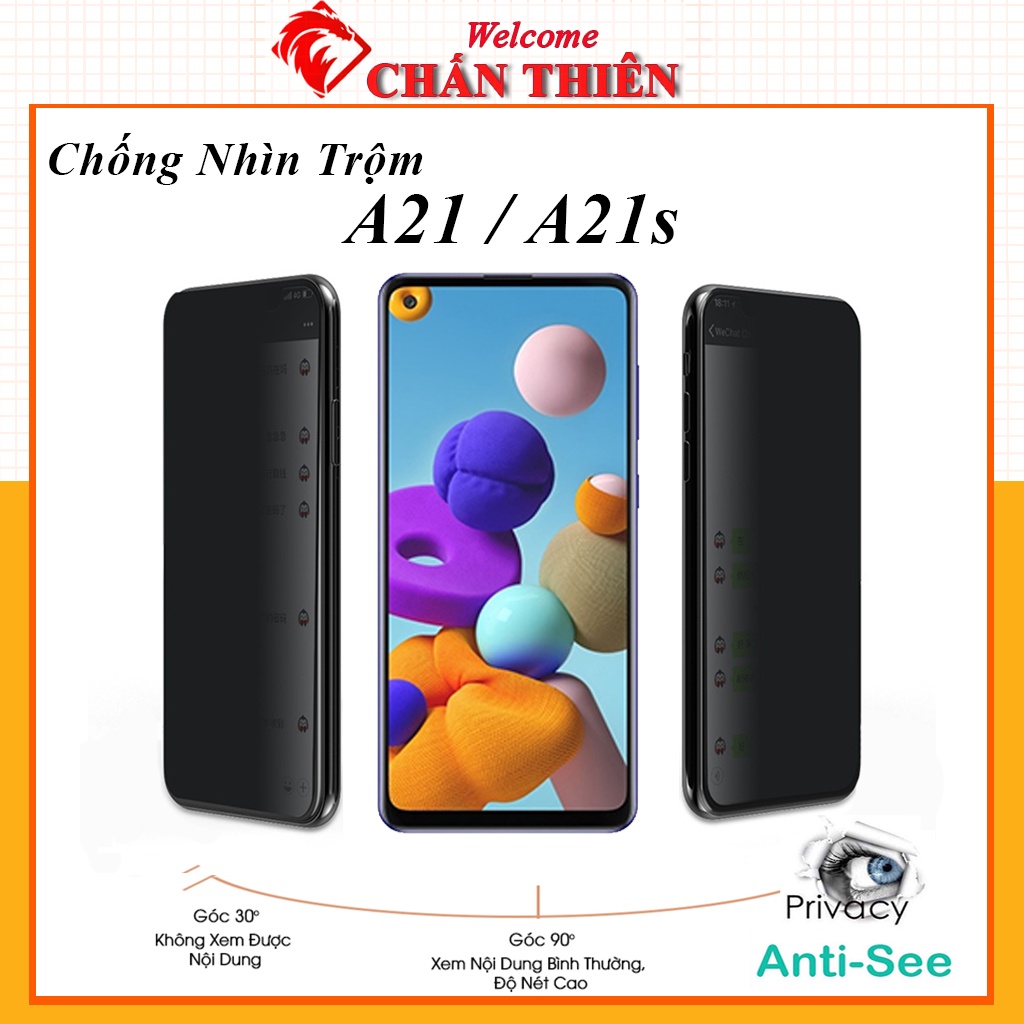 Kính cường Lực samsung A21 A21s Chống Nhìn Trộm Full Màn Cảm Ứng Mượt [CNT]