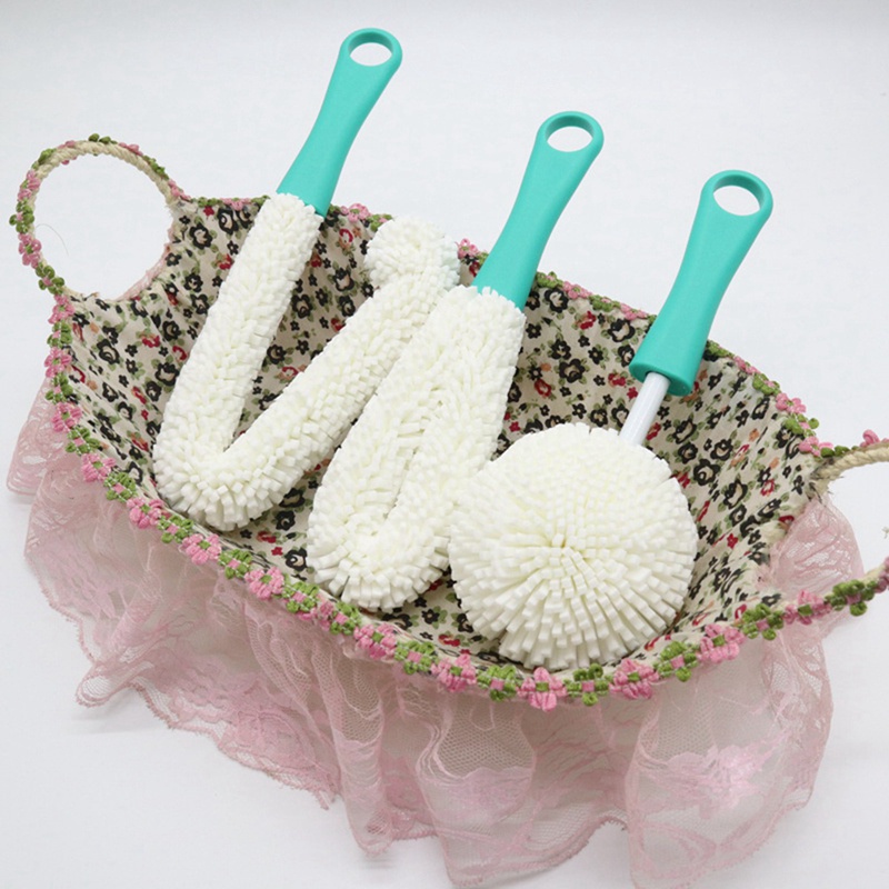 Set 3 Bàn Chải Cọ Rửa Ly, Chai Rượu, Ly Thủy Tinh Linh Hoạt