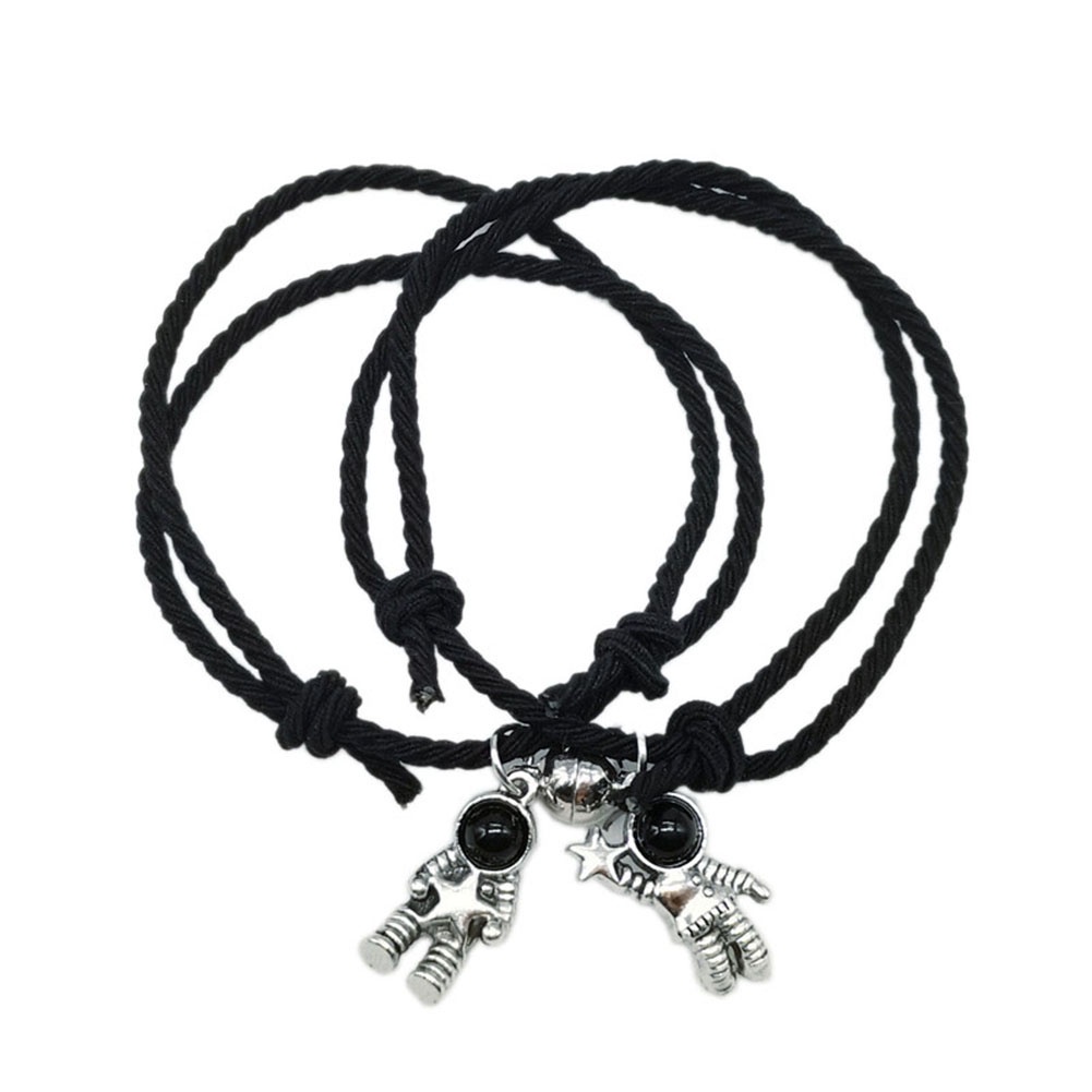 Set 2 Cặp Vòng Tay/1 Cặp Dây Cao Su Hít Nam Châm Thiết Kế Phi Hành Gia Cho Nam Và Nữ