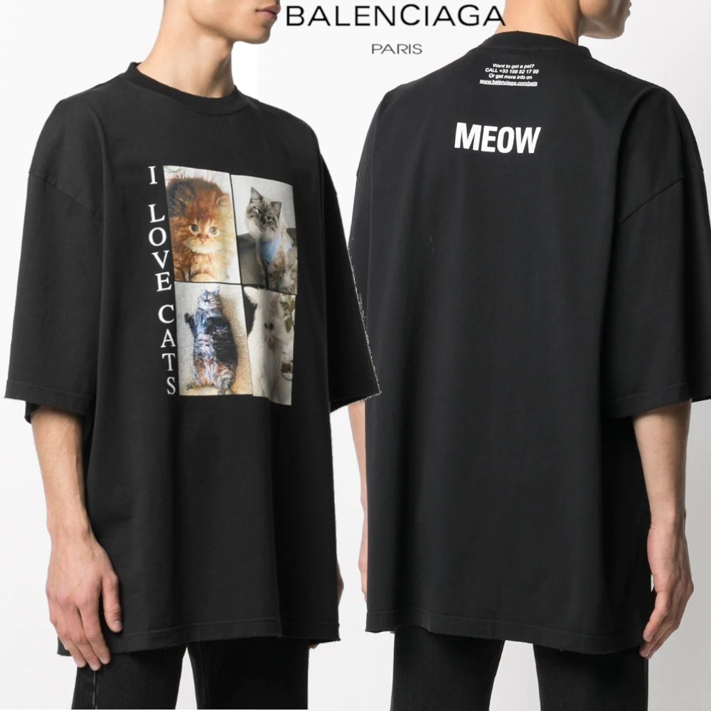 Áo thun Balenciaga Meow love cat Sơn Tùng M-TP Hải Tú đen trắng