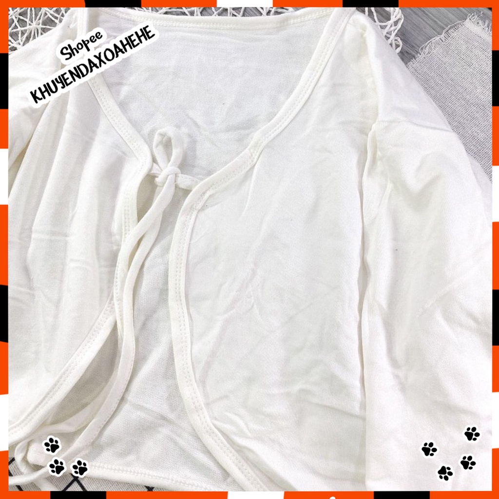AK014 Áo cardigan nữ ngắn trắng dài tay buộc nơ croptop, Áo khoác kiểu nữ cadigan crt điệu tiểu thư bánh bèo nữ tính
