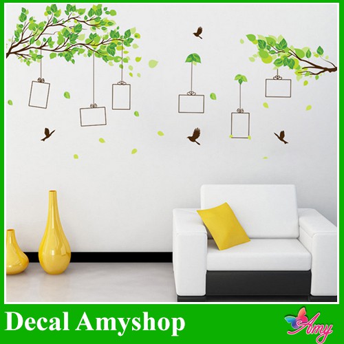 Decal dán tường Cành treo ảnh - khung ảnh dán tường trang trí phòng ngủ AmyShop