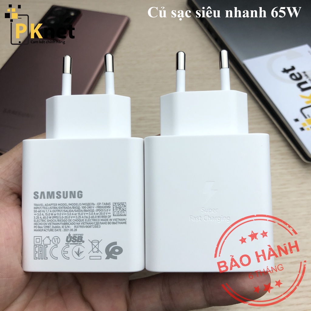 Sạc 65w Samsung EP-TA865, sạc siêu nhanh Chính hãng [Công nghệ sạc Power Delivery], bảo hành 12 tháng.
