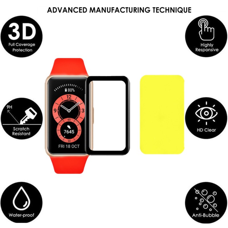 Set 2 Miếng Dán Màn Hình Cong 3D Chất Lượng Cao Cho Đồng Hồ Thông Minh Huawei Band 6