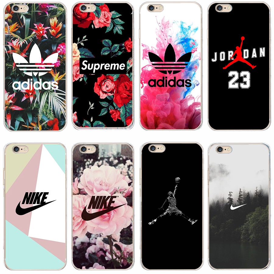Ốp Điện Thoại Silicone Mềm Trong Suốt Chống Sốc In Logo Nike AJ Adidas Cho iphone 4 4s 5 5s se 6 6s plus