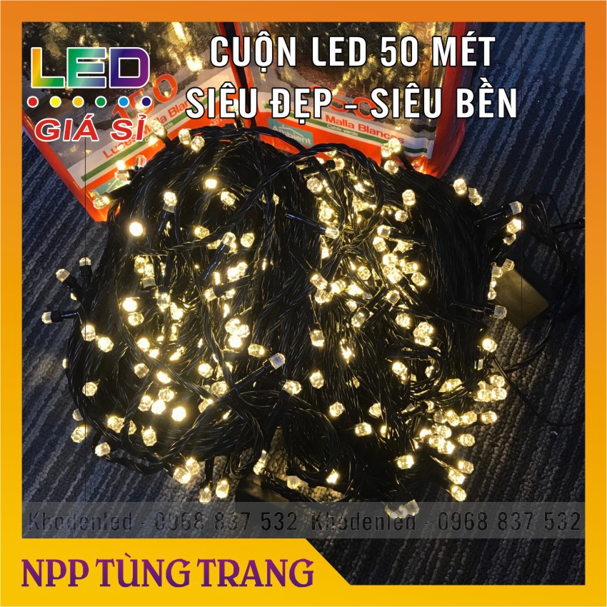 Dây đèn led trang trí 50 Mét ánh sáng vàng vintage cực đẹp