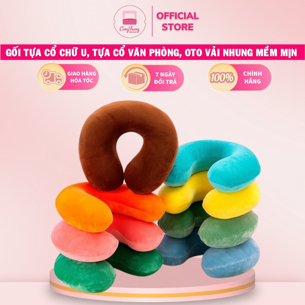 Gối Tựa Cổ Văn Phòng, tựa cổ ô tô Chữ U nhiều màu 30cm x 30cm