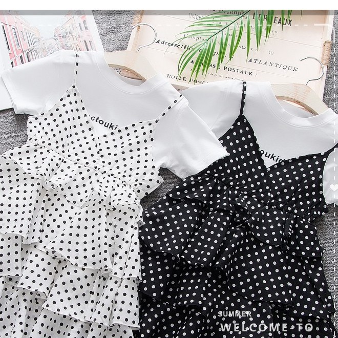 Váy dây chấm bi bé gái size 12-20kg