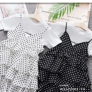 Váy dây chấm bi bé gái size 12-20kg