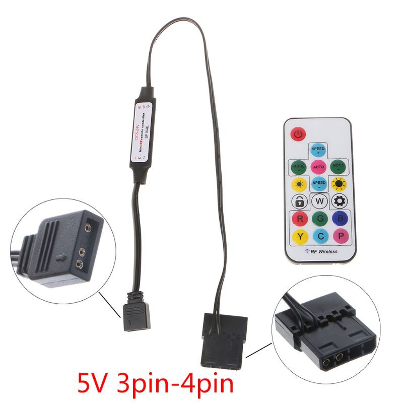 H.S.V✺RGB Controller RF Wireless Remote Control for Case LED Light 3Pin 5V/4Pin 12V